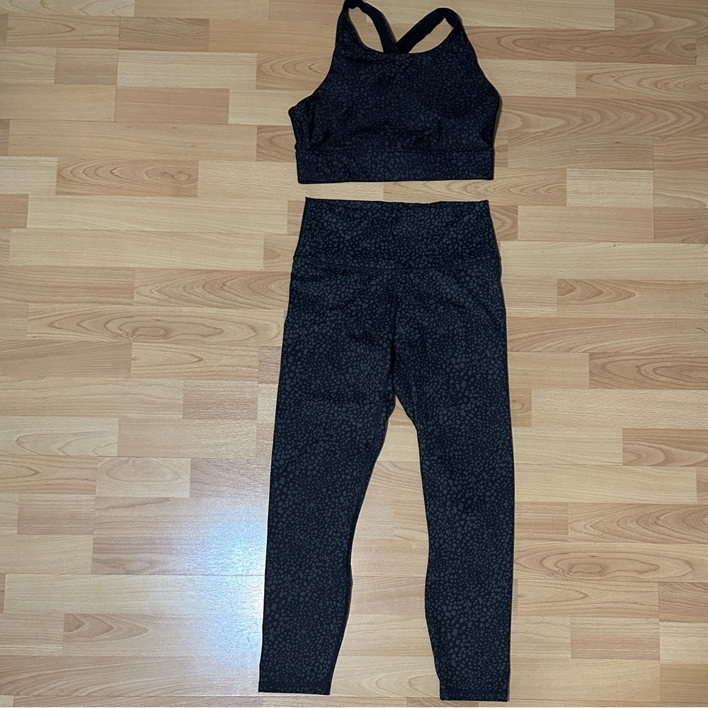 Fabletics Black Patterned Activewear Set - image 1